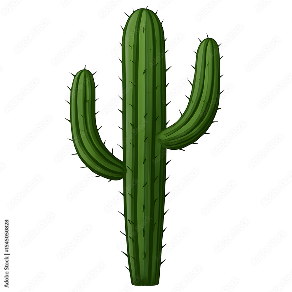 Naklejka premium Majestic Green Cactus An Icon of the Desert Transparent Background