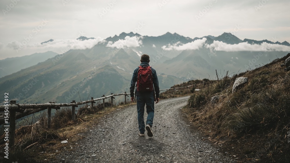 Obraz premium Realistic Photography of Hiking Trails in Mountain Wilderness