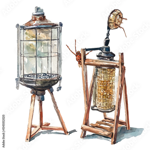 watercolor vector of Insect Traps, isolated on a white background.