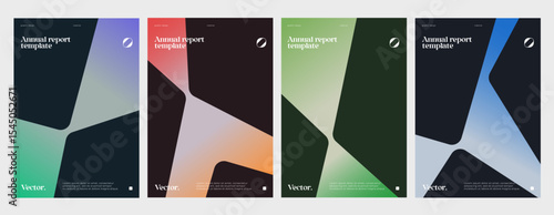 Simple geometric annual report covers set. Minimalist vector templates.	