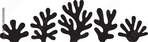 Black silhouettes of abstract seaweed or coral