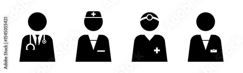Doctor, Nurse, Surgeon and Pharmacist icon set vector illustration.