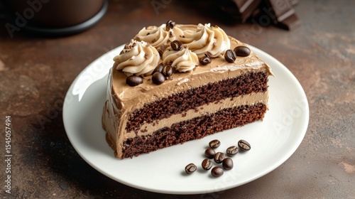 Indulgent Chocolate Coffee Cake with Creamy Frosting and Coffee Bean Garnishes for Dessert Lovers