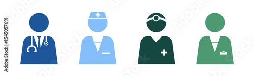 Doctor, Nurse, Surgeon and Pharmacist icon set vector illustration.