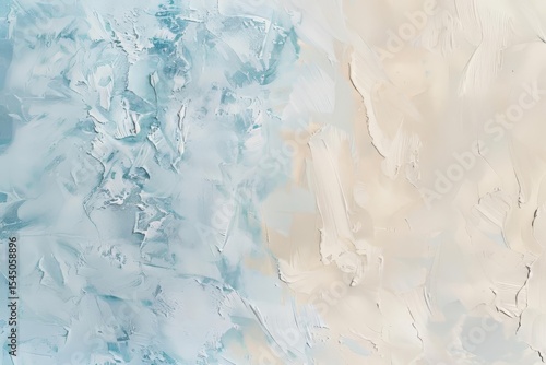 Wallpaper Mural Textural abstract image bisected into blue and beige halves, created with thick paint strokes. Light and airy aesthetic. Torontodigital.ca