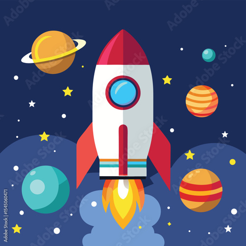 flat-design-rocket-in-space