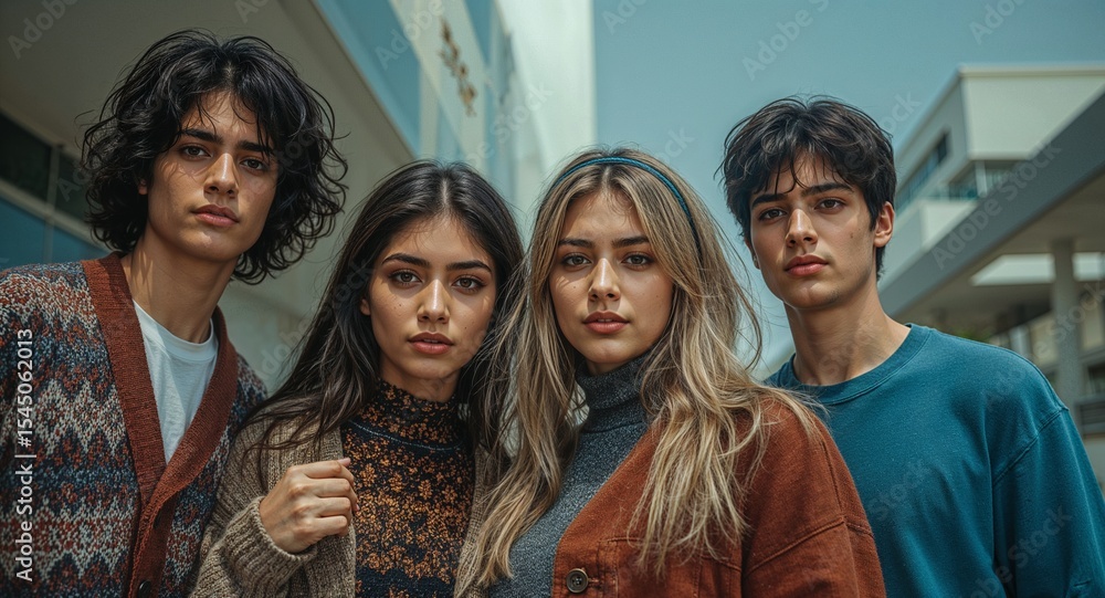 Fototapeta premium Realistic City Portrait Featuring Young Adults in Modern Urban Lahore