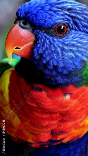 Wallpaper Mural Close-up portrait of a vibrant colorful parrot with blue head, red and yellow feathers, bright beak, animal wildlife. Torontodigital.ca