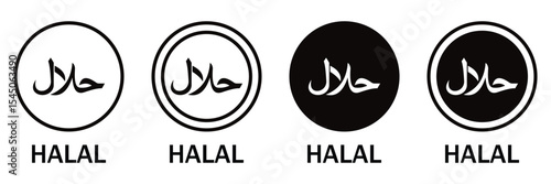 Halal Certified Logo Icon Set – Islamic Food Label, Symbol and Sticker Vector Collection