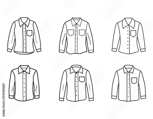 button up shirt sketch icon line art vector illustration