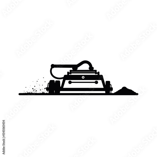 Silhouette of floor sander in operation with debris trail, symbolizing surface refinement, construction effort, and the imprint of transformation