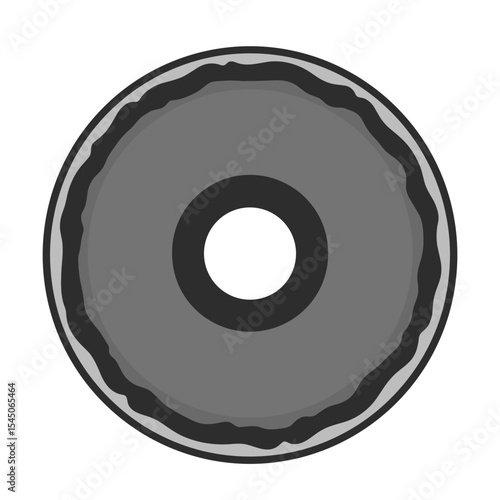 Silhouette of grinding wheel or abrasive disc with central hole and irregular edge, symbolizing construction tools, material processing, and industrial precision