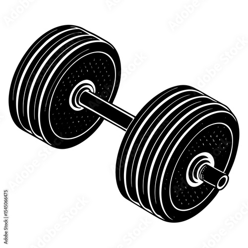 Black Dumbbell Weight Vector Illustration