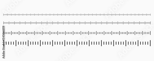 Markup for rulers in different scales isolated on white background. Measuring scale set. Ruler for comparing sizes of objects.