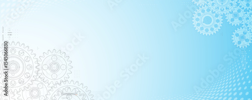 Abstract mechanic parts of car engine or watch. Gear blueprint technical background. Cogs and wheels in blue color. Blueprint of working clock. Tech drawing of gears connection. Vector illustration