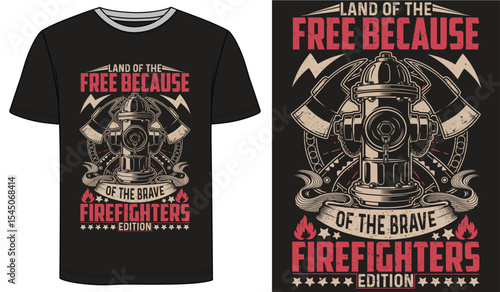 Fire Fighter Vintage Old Style Fire Pump T Shirt Design Vector