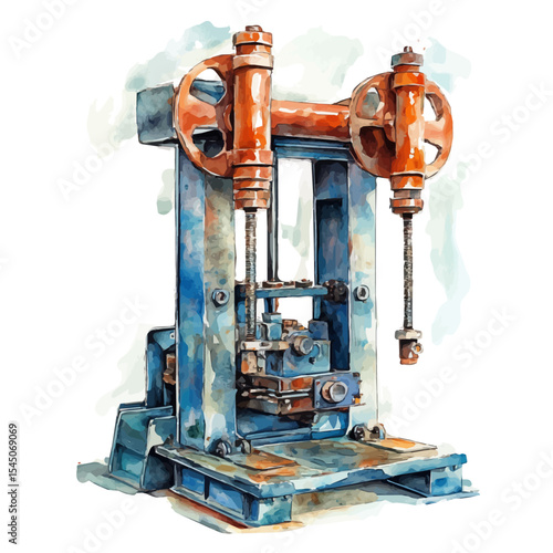 watercolor vector of Hydraulic Presses, isolated on a white background.