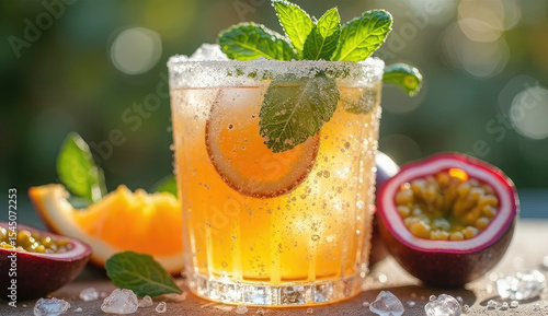 Refreshing Passion Fruit and Orange Cocktail