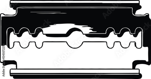Vector Black Razor Blade, Sharp Metal Edge for Shaving or Utility.