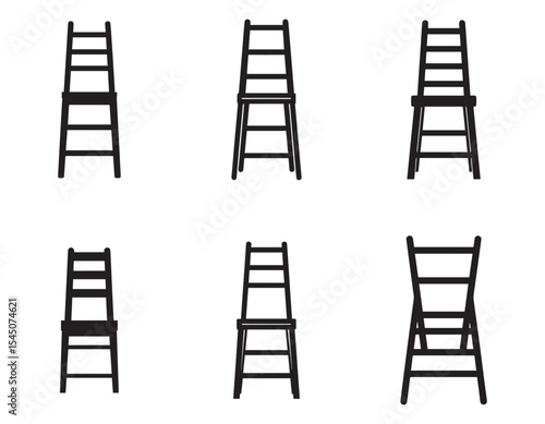set of ladder back chair icon silhouette vector illustration