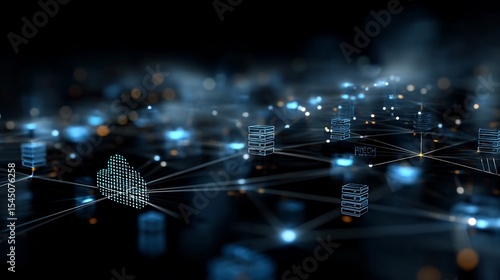 Cloud infrastructure business wallpaper API layers database icons and connection mapping for digital operations teams