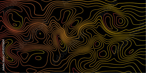 Glowing Orange Topographic Line Background on Black – Futuristic Vector Terrain Art.