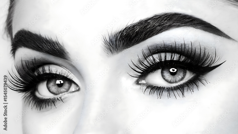 Closeup of a womans eyes with dramatic makeup isolated on white background Closeup of a womans eyes with dramatic makeup isolated on white background