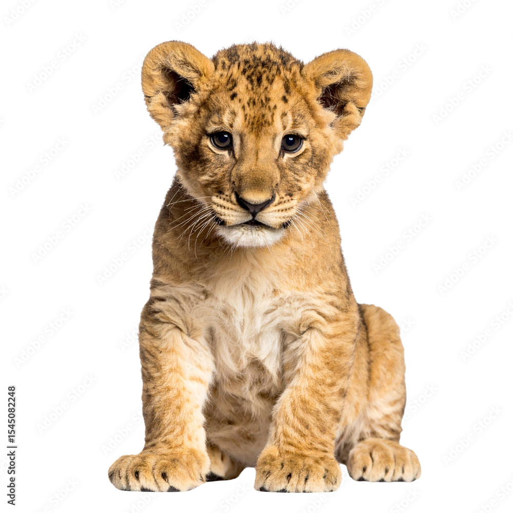 Obraz premium Little lion cub , object isolated on transparent background
