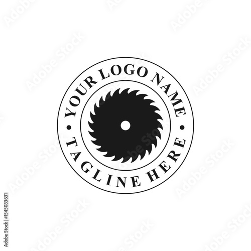saw blade logo design, symbol, icon, vector, industry, vintage, wood sawing logo, carpentry