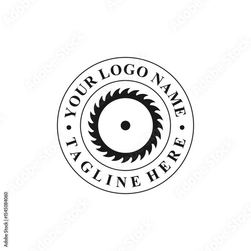 saw blade logo design, symbol, icon, vector, industry, vintage, wood sawing logo, carpentry
