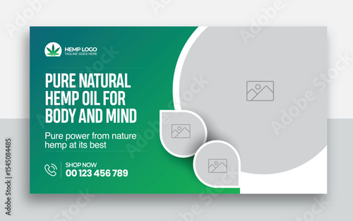 Hemp product CBD oil youtube thumbnail and web banner template design