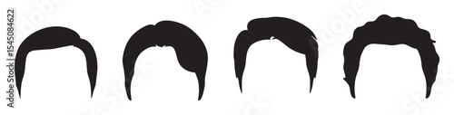 Men's Hairstyle Silhouette Vector Set