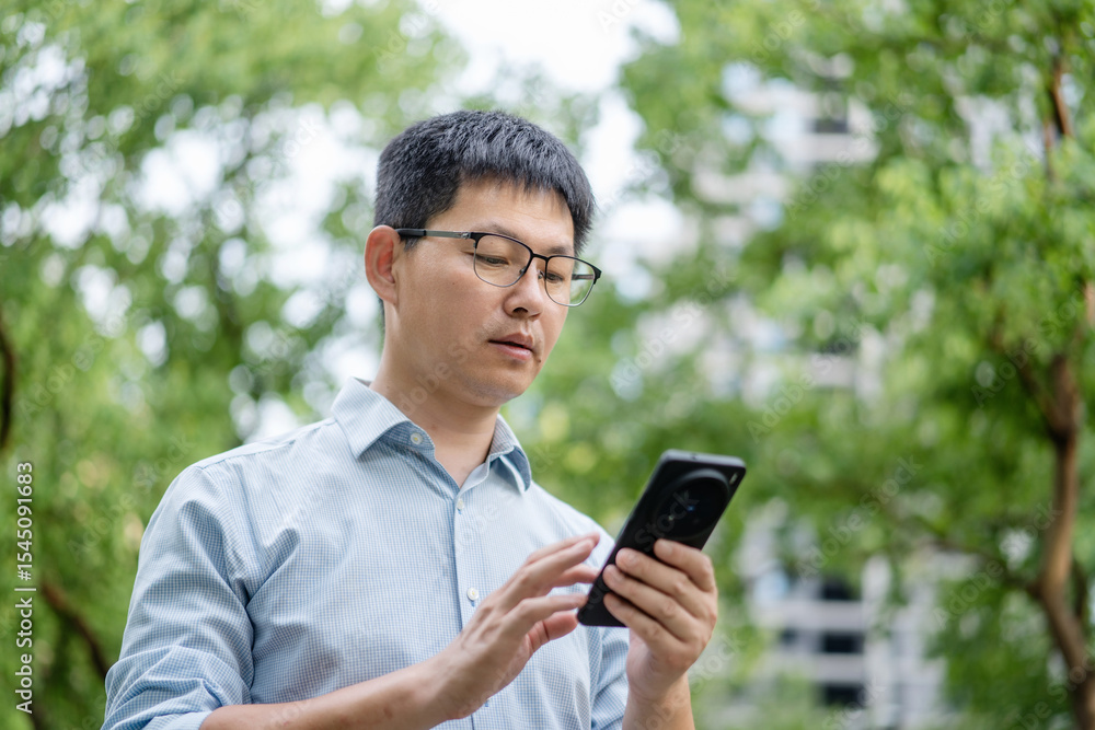 asian businessman working on smart phone asian businessman working on smart phone
