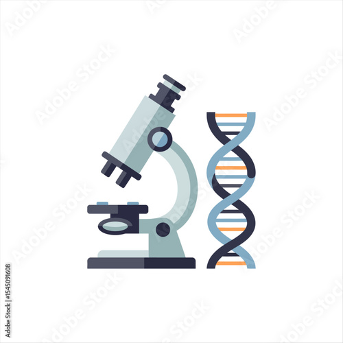 microscope with dna isolated on white background