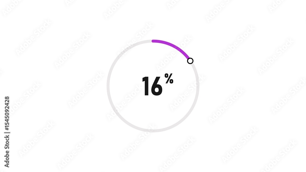 16 percent number loading circle icon pie chart illustration 4K resolution. 16 percent number loading circle icon pie chart illustration 4K resolution.