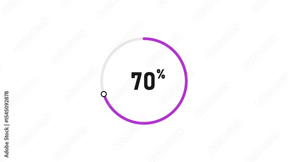 70 percent number loading circle icon pie chart illustration 4K resolution. 70 percent number loading circle icon pie chart illustration 4K resolution.