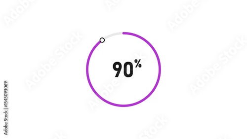 90 percent number loading circle icon pie chart illustration 4K resolution.