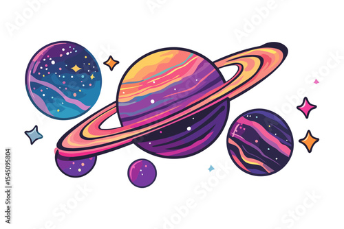 Fantasy Planets With Vibrant Colors
