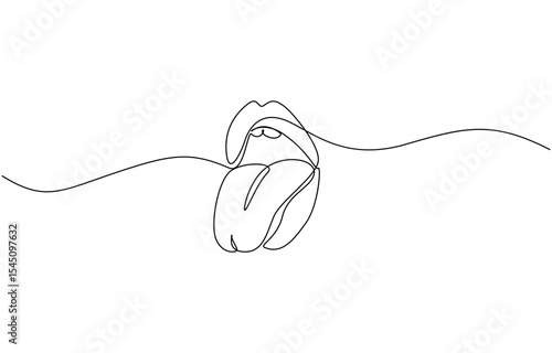 One line drawing open mouth human vector illustration template design, Open human oral cavity when examined by a doctor line drawing on white isolated background.
