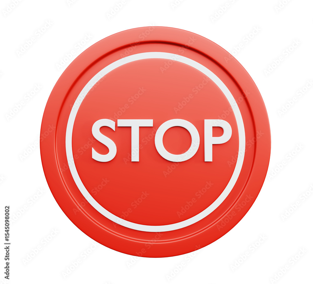3d red stop sign isolated on white round ring road side sign written in white color stop message on a transparent backgorund 3d red stop sign isolated on white round ring road side sign written in white color stop message on a transparent backgorund