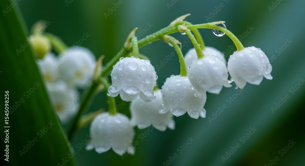 Delicate white flowers with dew drops Delicate white flowers with dew drops