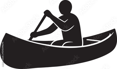 Wooden Canoe – ¾ Angle (paddler mid-stroke)