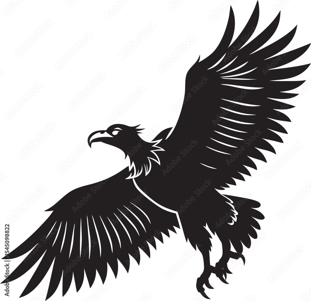 Obraz premium This collection of black and white images depicts illustrations of vultures, some shown perched, others in flight, and one with a more stylized or cartoonish appearance.