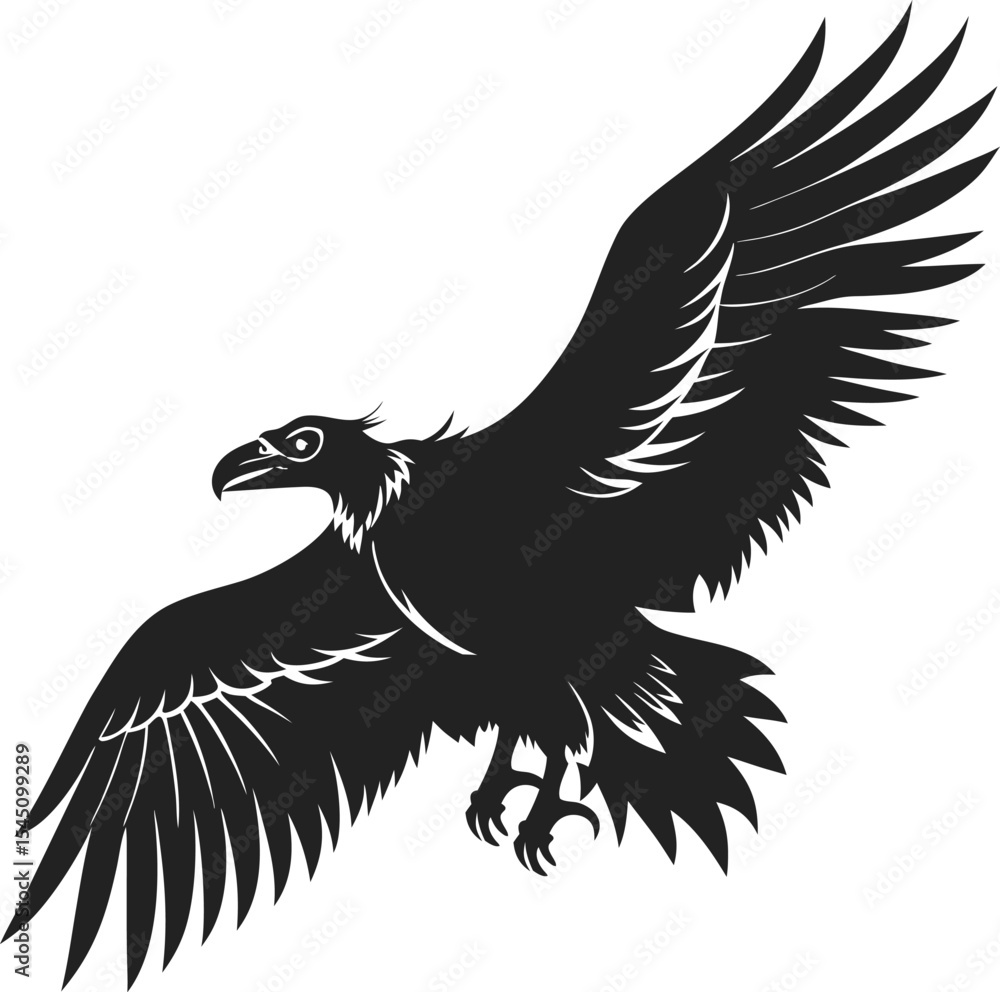 Obraz premium This collection of black and white images depicts illustrations of vultures, some shown perched, others in flight, and one with a more stylized or cartoonish appearance.