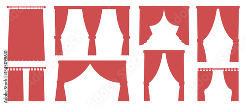 Collection of Red Curtain Silhouettes for Interior Design