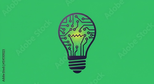 Pixel Art Lightbulb with Circuit Board Design on Green Background