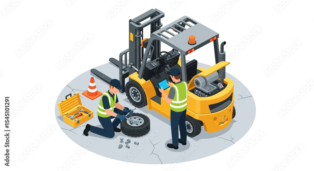 Forklift Repair and Maintenance Expert Technicians Servicing Industrial Equipment Forklift Repair and Maintenance Expert Technicians Servicing Industrial Equipment