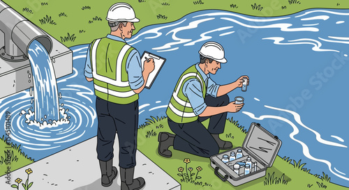 Water Quality Monitoring Environmental Engineers Testing River Pollution