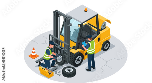 Forklift Maintenance Expert Technicians Servicing and Repairing Industrial Equipment