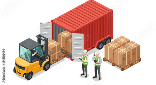 Efficient Cargo Container Loading and Unloading with Forklift
